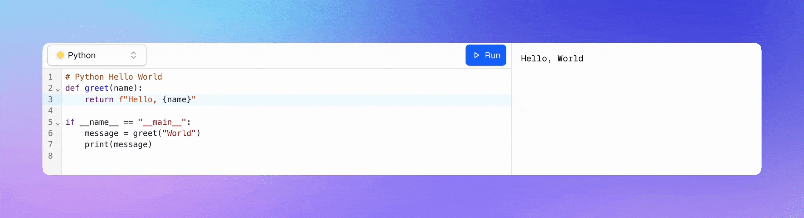 Screen recording of two browser windows in the same room. Clicking Run in one makes the output appear in both output panels at once.
